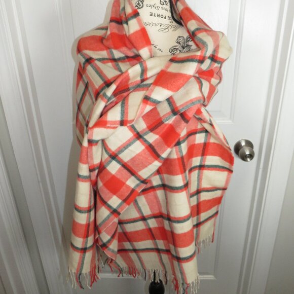 J.CREW Tartan Plaid 100% Wool Scarf Fringed 74" Length x 21" Width NWOT - Picture 1 of 7